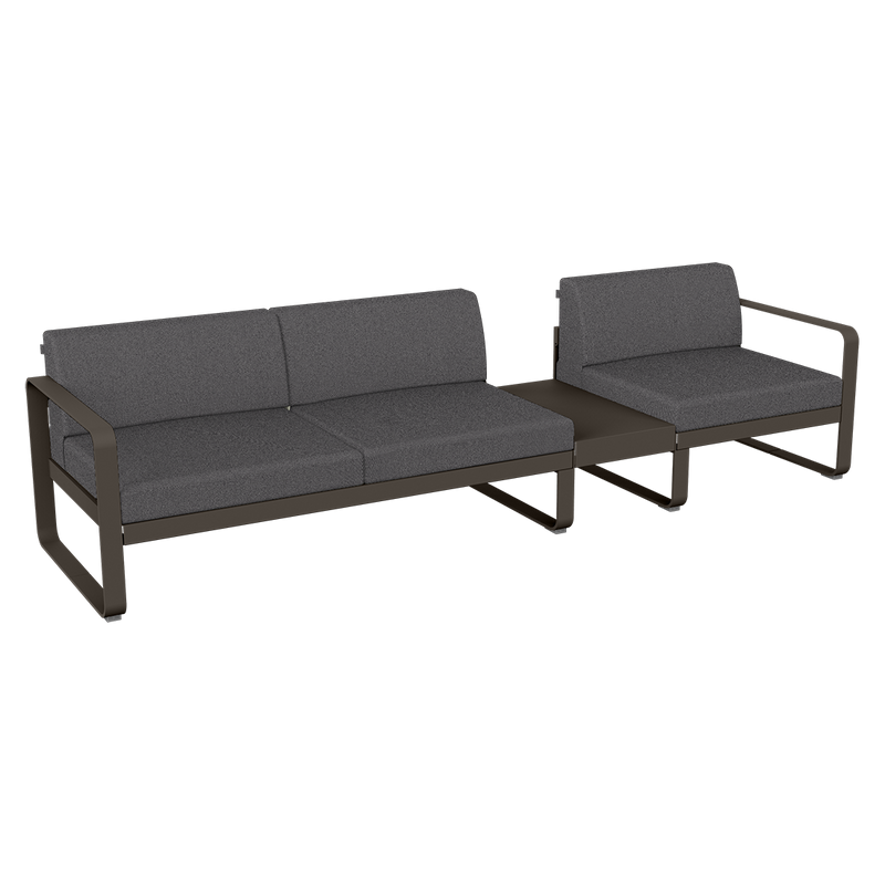 Load image into Gallery viewer, Fermob Bellevie Modular Sofa Composition 1B – Tonka frame with Graphite Grey fabric cushions
