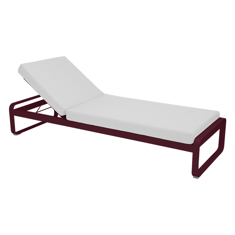Load image into Gallery viewer, Fermob Bellevie Premium sunlounger– Black Cherry frame with Off-White fabric cushions
