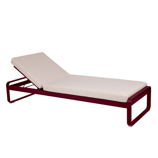 Fermob Bellevie Premium sunlounger– Black Cherry frame with Pearl fabric cushions