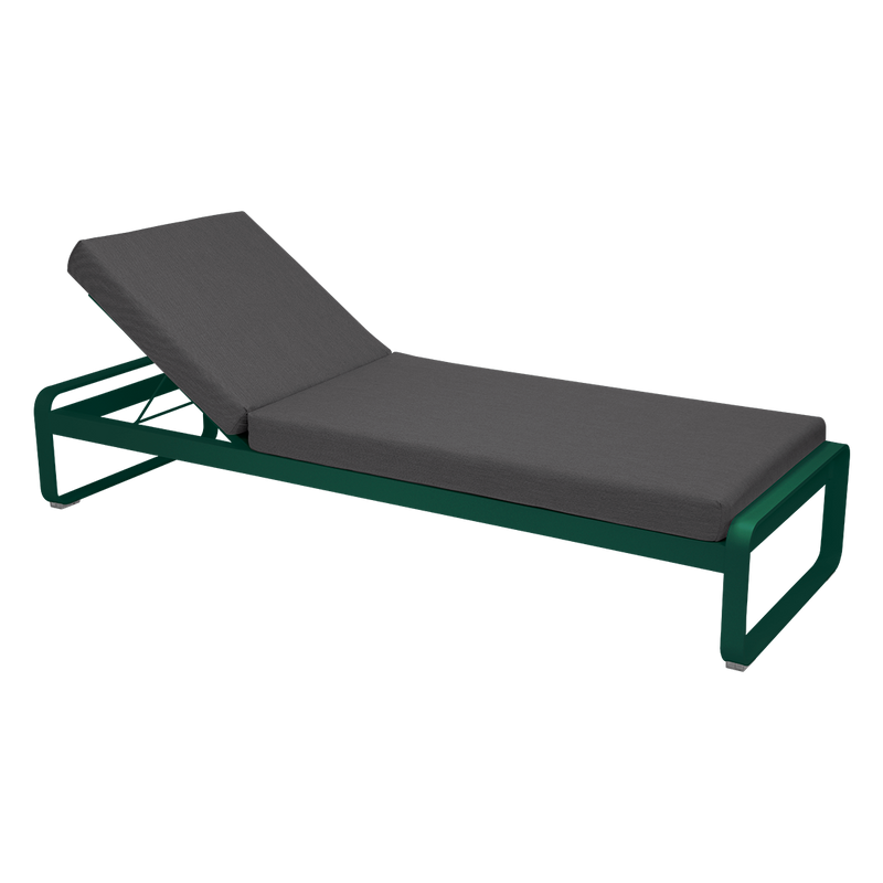 Load image into Gallery viewer, Fermob Bellevie Premium sunlounger– Cedar Green frame with Graphite Grey fabric cushions
