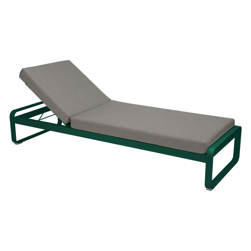 Load image into Gallery viewer, Fermob Bellevie Premium sunlounger– Cedar Green frame with Grey Taupe fabric cushions
