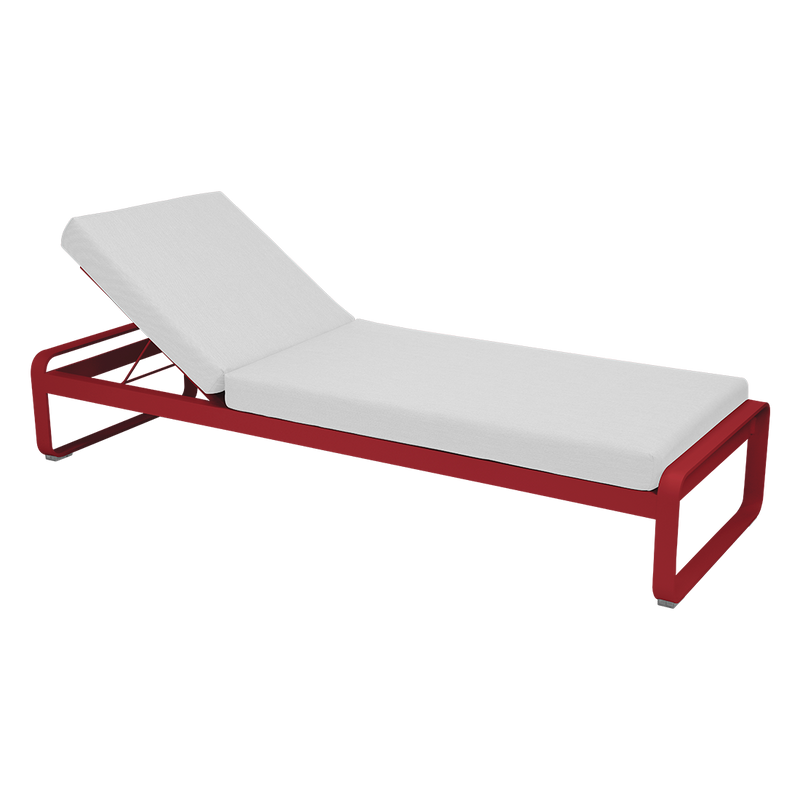 Load image into Gallery viewer, Fermob Bellevie Premium sunlounger– Chilli frame with Off-White fabric cushions
