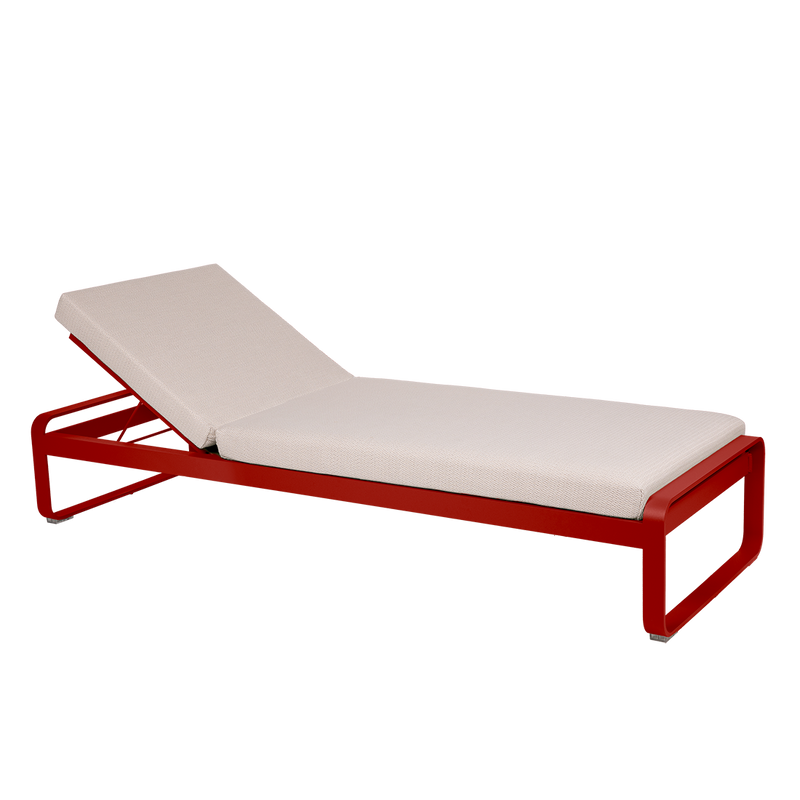 Load image into Gallery viewer, Fermob Bellevie Premium sunlounger– Chilli frame with Pearl fabric cushions
