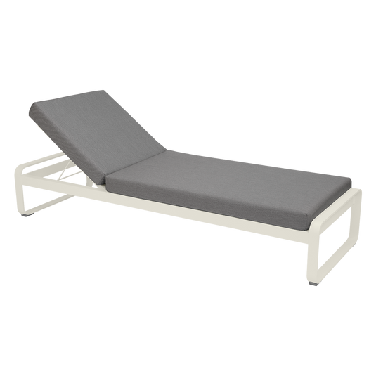 Fermob Bellevie Premium sunlounger– Clay Grey frame with Flannel Grey fabric cushions