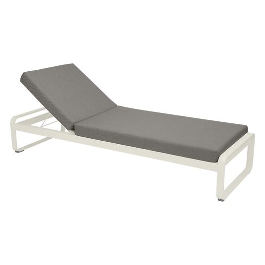 Fermob Bellevie Premium sunlounger– Clay Grey frame with Grey Taupe fabric cushions