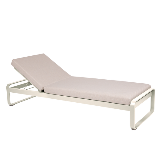Fermob Bellevie Premium sunlounger– Clay Grey frame with Pearl fabric cushions