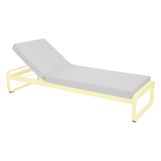 Fermob Bellevie Premium sunlounger– Frosted Lemon frame with Off-White fabric cushions