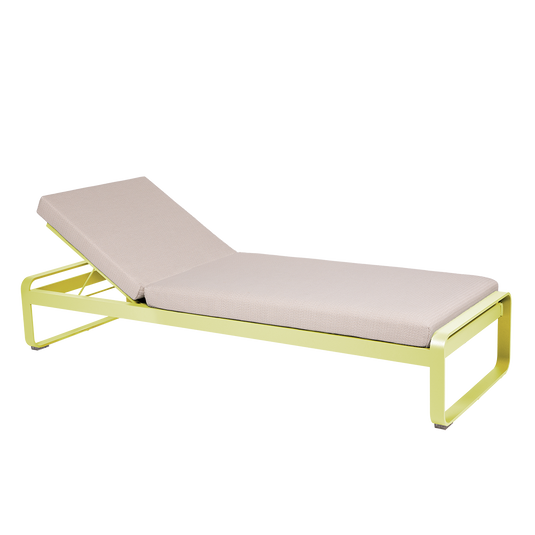 Fermob Bellevie Premium sunlounger– Frosted Lemon frame with Pearl fabric cushions