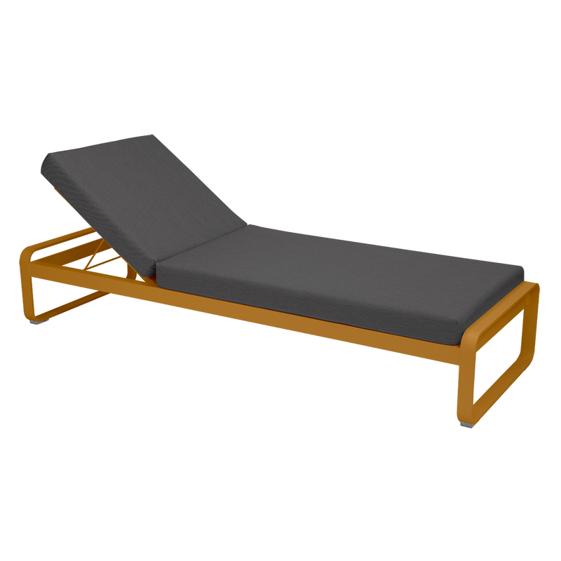 Load image into Gallery viewer, Fermob Bellevie Premium sunlounger– Gingerbread frame with Graphite Grey fabric cushions
