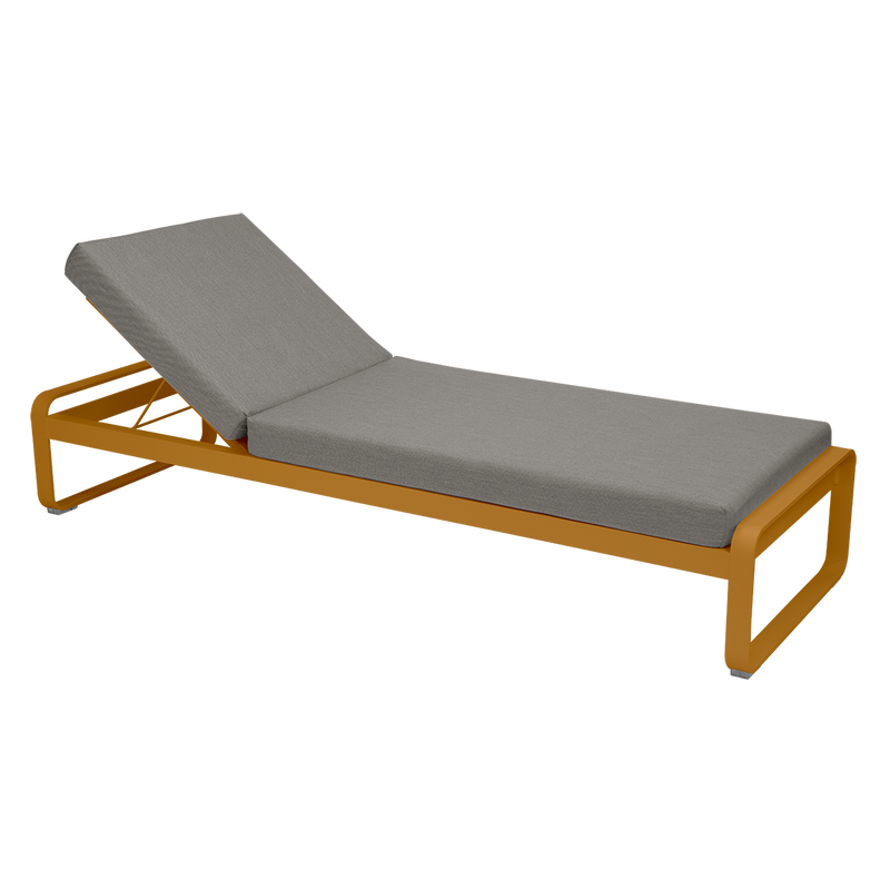 Load image into Gallery viewer, Fermob Bellevie Premium sunlounger– Gingerbread frame with Grey Taupe fabric cushions
