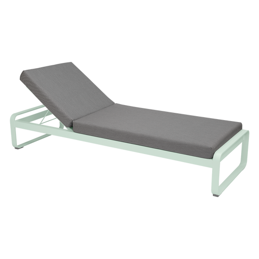Fermob Bellevie Premium sunlounger– Ice Mint frame with Flannel Grey fabric cushions