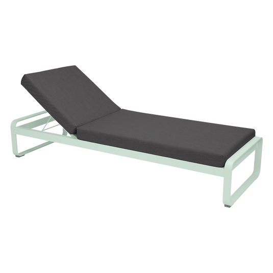 Fermob Bellevie Premium sunlounger– Ice Mint frame with Graphite Grey fabric cushions