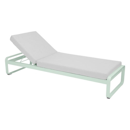 Fermob Bellevie Premium sunlounger– Ice Mint frame with Off-White fabric cushions
