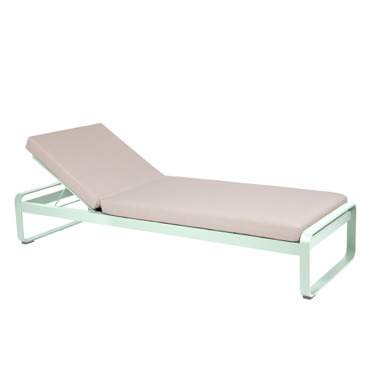 Fermob Bellevie Premium sunlounger– Ice Mint frame with Pearl fabric cushions