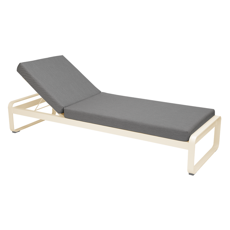 Load image into Gallery viewer, Fermob Bellevie Premium sunlounger– Latte Beige frame with Flannel Grey fabric cushions
