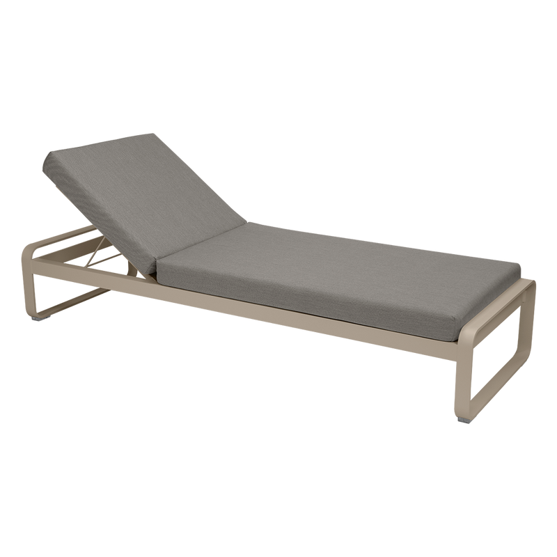 Load image into Gallery viewer, Fermob Bellevie Premium sunlounger– Nutmeg frame with Grey Taupe fabric cushions

