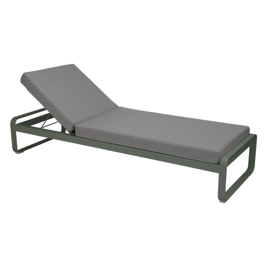 Fermob Bellevie Premium sunlounger– Rosemary frame with Flannel Grey fabric cushions