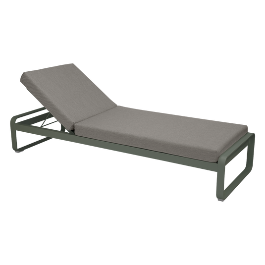 Fermob Bellevie Premium sunlounger– Rosemary frame with Grey Taupe fabric cushions