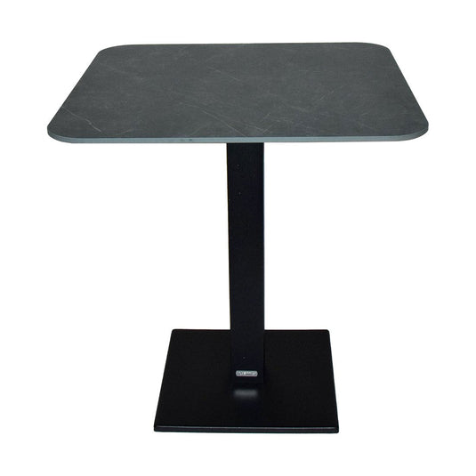 Fermob Capuccino bistro table, basalt aluminium base with guatemala marble top, 70 x 70 cm, for a garden patio or outdoor terrace