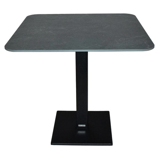 Fermob Capuccino bistro table, basalt aluminium base with guatemala marble top, 80 x 80 cm, for a garden patio or outdoor terrace