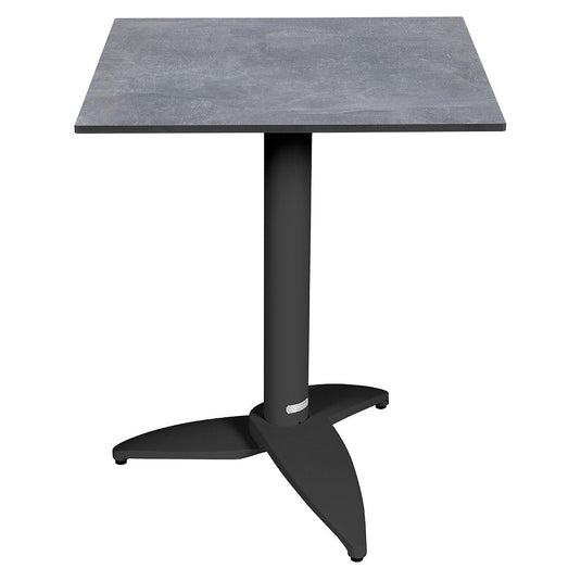 Fermob Leaf bistro table, anthracite aluminium base with light concrete top, 60 x 60 cm, for a garden patio or outdoor terrace