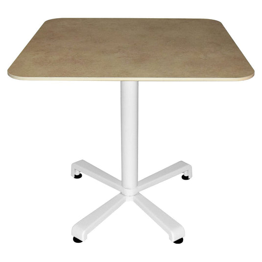Fermob Sydney bistro table, cotton white aluminium base with stone effect top, 80 x 80 cm, for a garden patio or outdoor terrace