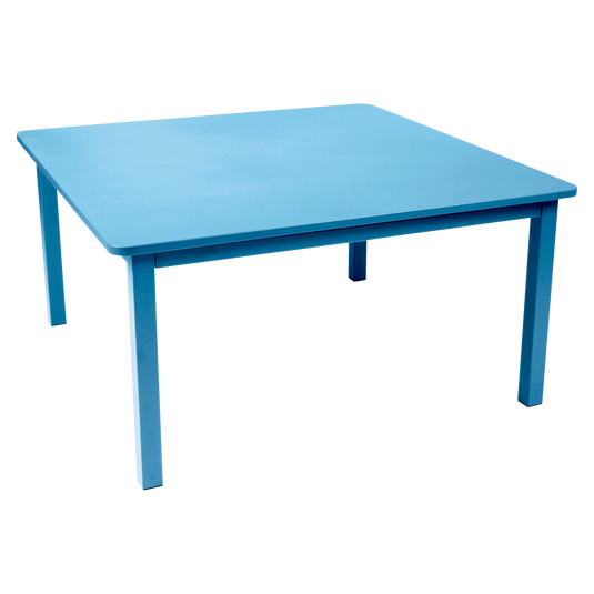 Fermob Craft Square Table 143 x 143 cm in Maya Blue – large square garden dining table in powder-coated steel