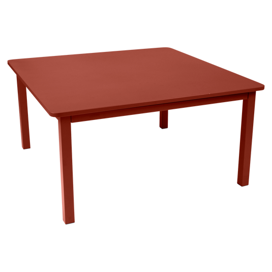 Fermob Craft Square Table 143 x 143 cm in Red Ochre – large square garden dining table in powder-coated steel