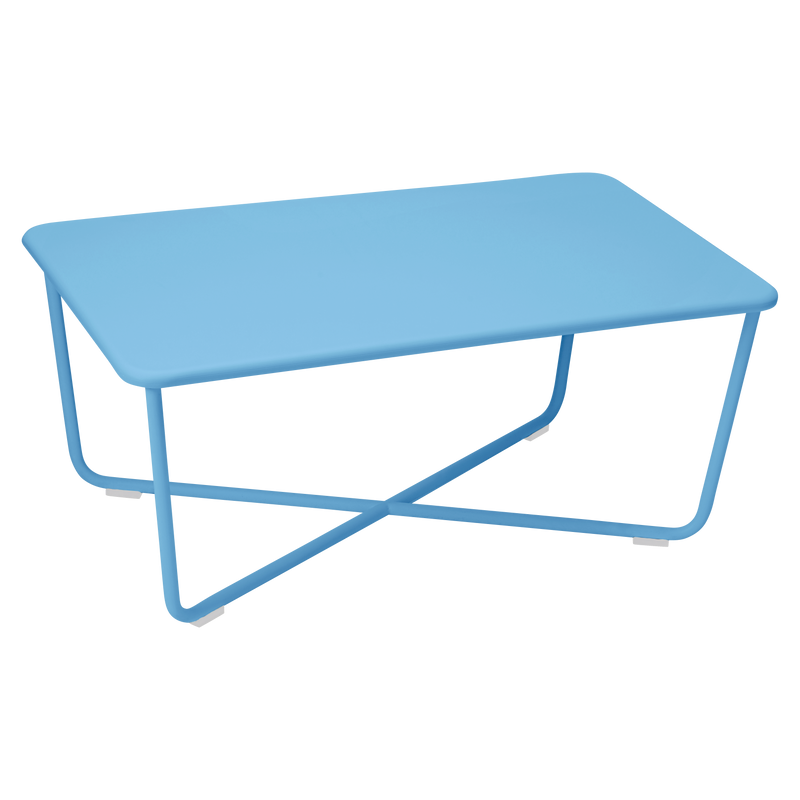 Load image into Gallery viewer, Fermob Croisette Low Table 97 x 57 cm in Maya Blue – outdoor coffee table in powder-coated steel
