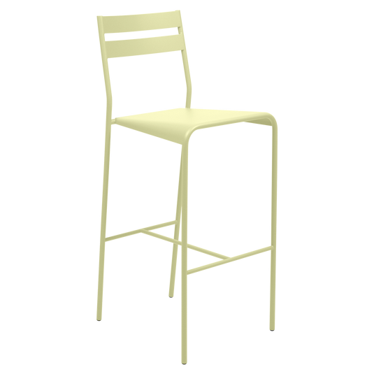 Fermob Facto Bar Chair in Frosted Lemon – outdoor bar chair in powder-coated steel