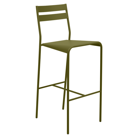 Fermob Facto Bar Chair in Pesto Green – outdoor bar chair in powder-coated steel