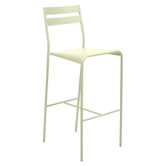 Fermob Facto Bar Chair in Willow Green – outdoor bar chair in powder-coated steel