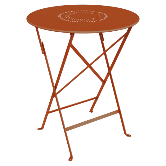 Fermob Floreal Folding Table Ø60 cm in Candied Orange – folding bistro table in powder-coated steel
