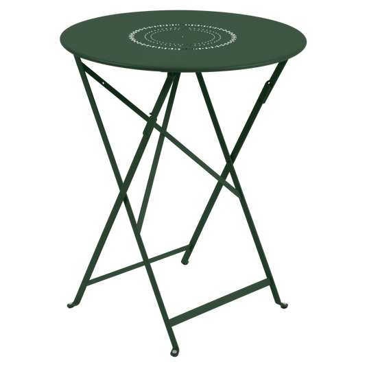 Fermob Floreal Folding Table Ø60 cm in Cedar Green – folding bistro table in powder-coated steel