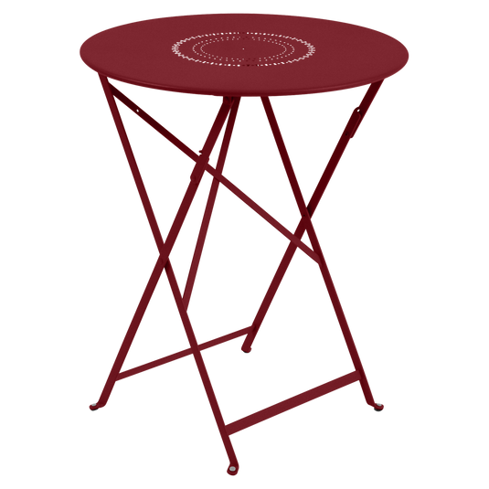 Fermob Floreal Folding Table Ø60 cm in Chilli – folding bistro table in powder-coated steel