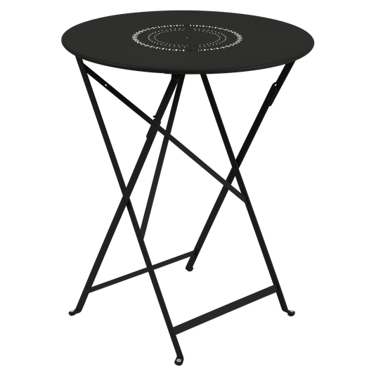 Fermob Floreal Folding Table Ø60 cm in Liquorice – folding bistro table in powder-coated steel