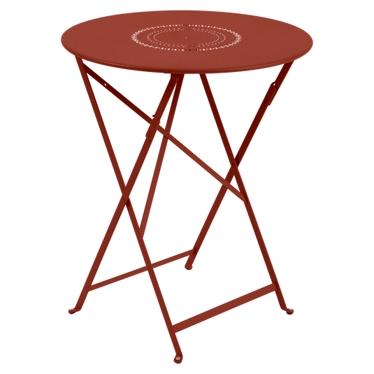 Fermob Floreal Folding Table Ø60 cm in Red Ochre – folding bistro table in powder-coated steel