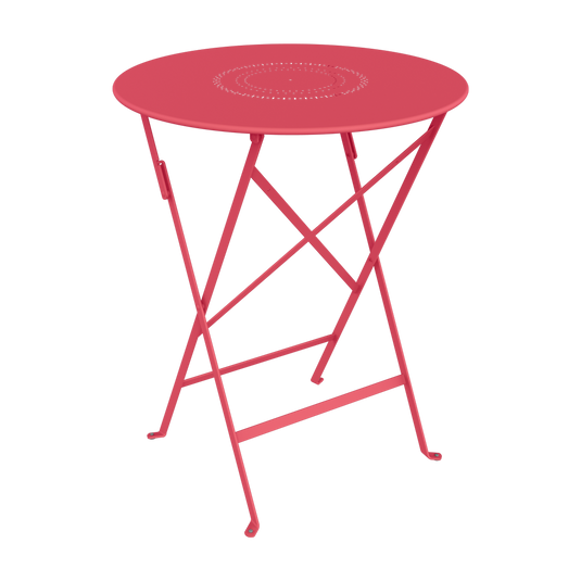 Fermob Floreal Folding Table Ø60 cm in Rosalie – folding bistro table in powder-coated steel