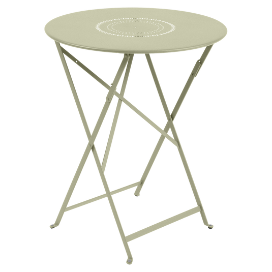 Fermob Floreal Folding Table Ø60 cm in Willow Green – folding bistro table in powder-coated steel
