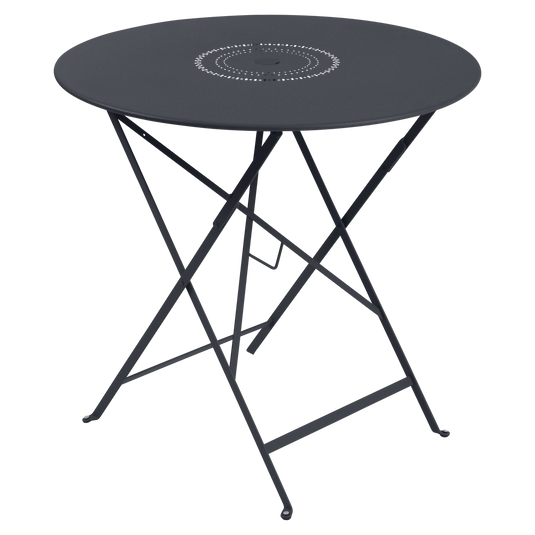 Fermob Floreal Folding Table Ø77 cm in Anthracite – round folding garden table in powder-coated steel