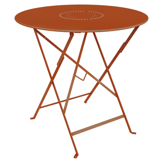 Fermob Floreal Folding Table Ø77 cm in Candied Orange – round folding garden table in powder-coated steel
