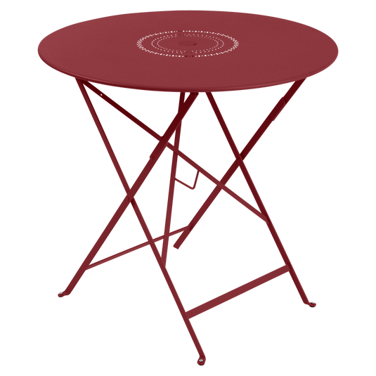 Fermob Floreal Folding Table Ø77 cm in Chilli – round folding garden table in powder-coated steel