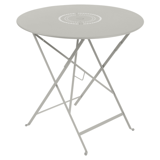 Fermob Floreal Folding Table Ø77 cm in Clay Grey – round folding garden table in powder-coated steel