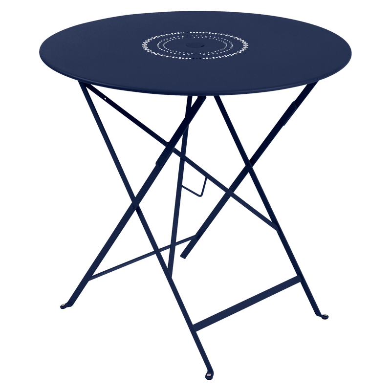Load image into Gallery viewer, Fermob Floreal Folding Table Ø77 cm in Deep Blue – round folding garden table in powder-coated steel
