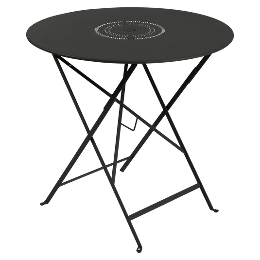 Fermob Floreal Folding Table Ø77 cm in Liquorice – round folding garden table in powder-coated steel