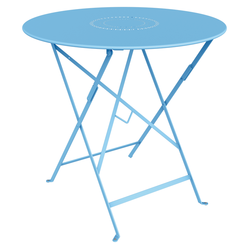 Load image into Gallery viewer, Fermob Floreal Folding Table Ø77 cm in Maya Blue – round folding garden table in powder-coated steel
