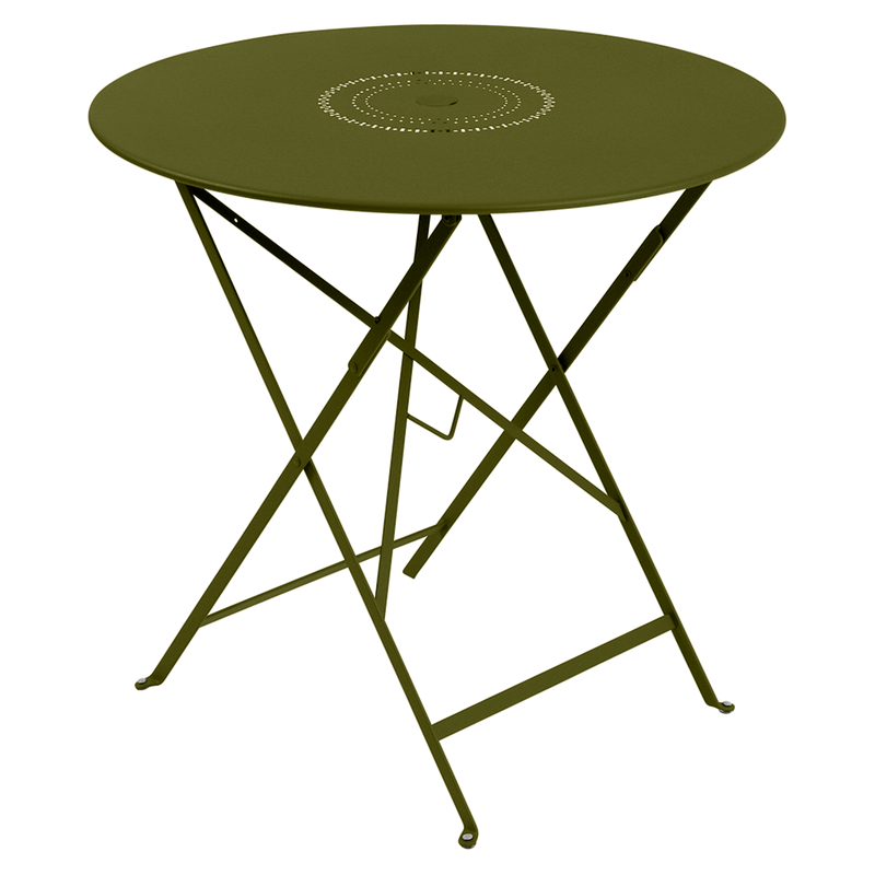 Load image into Gallery viewer, Fermob Floreal Folding Table Ø77 cm in Pesto Green – round folding garden table in powder-coated steel
