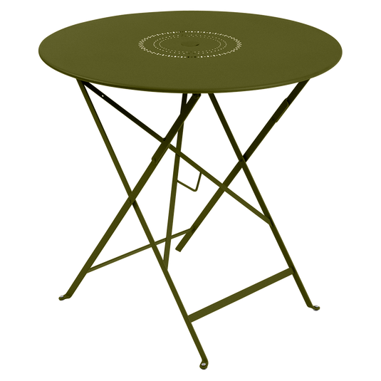 Fermob Floreal Folding Table Ø77 cm in Pesto Green – round folding garden table in powder-coated steel