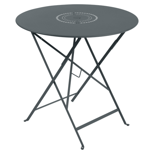Fermob Floreal Folding Table Ø77 cm in Storm Grey – round folding garden table in powder-coated steel