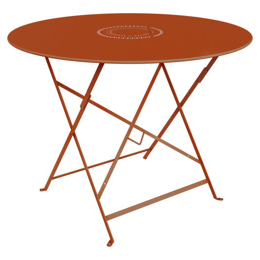 Fermob Floreal Folding Table Ø96 cm in Candied Orange – large round folding table in powder-coated steel